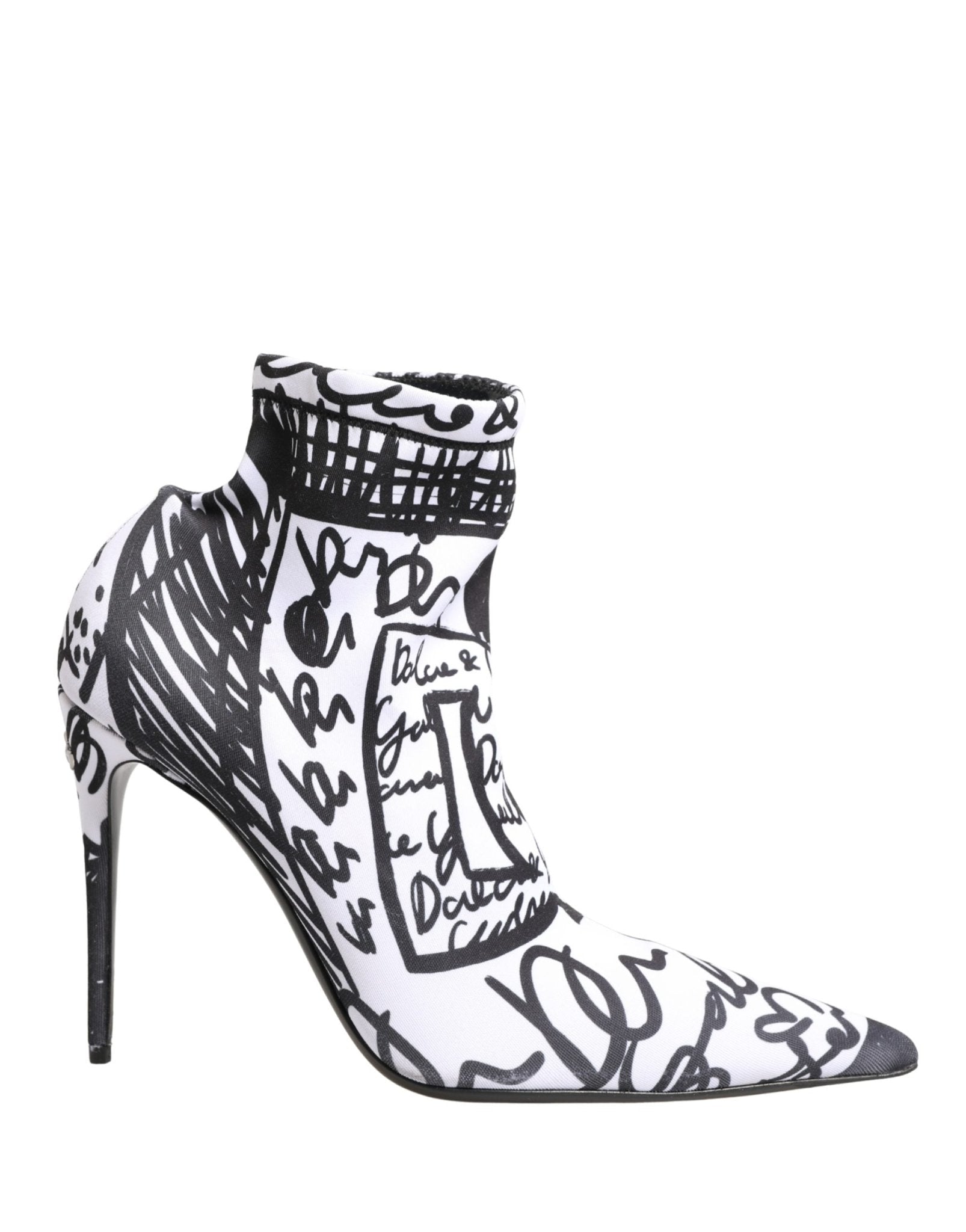 Dolce & Gabbana White Graffiti Stretch Ankle Boots Shoes - HBPS Beauty & Fashion