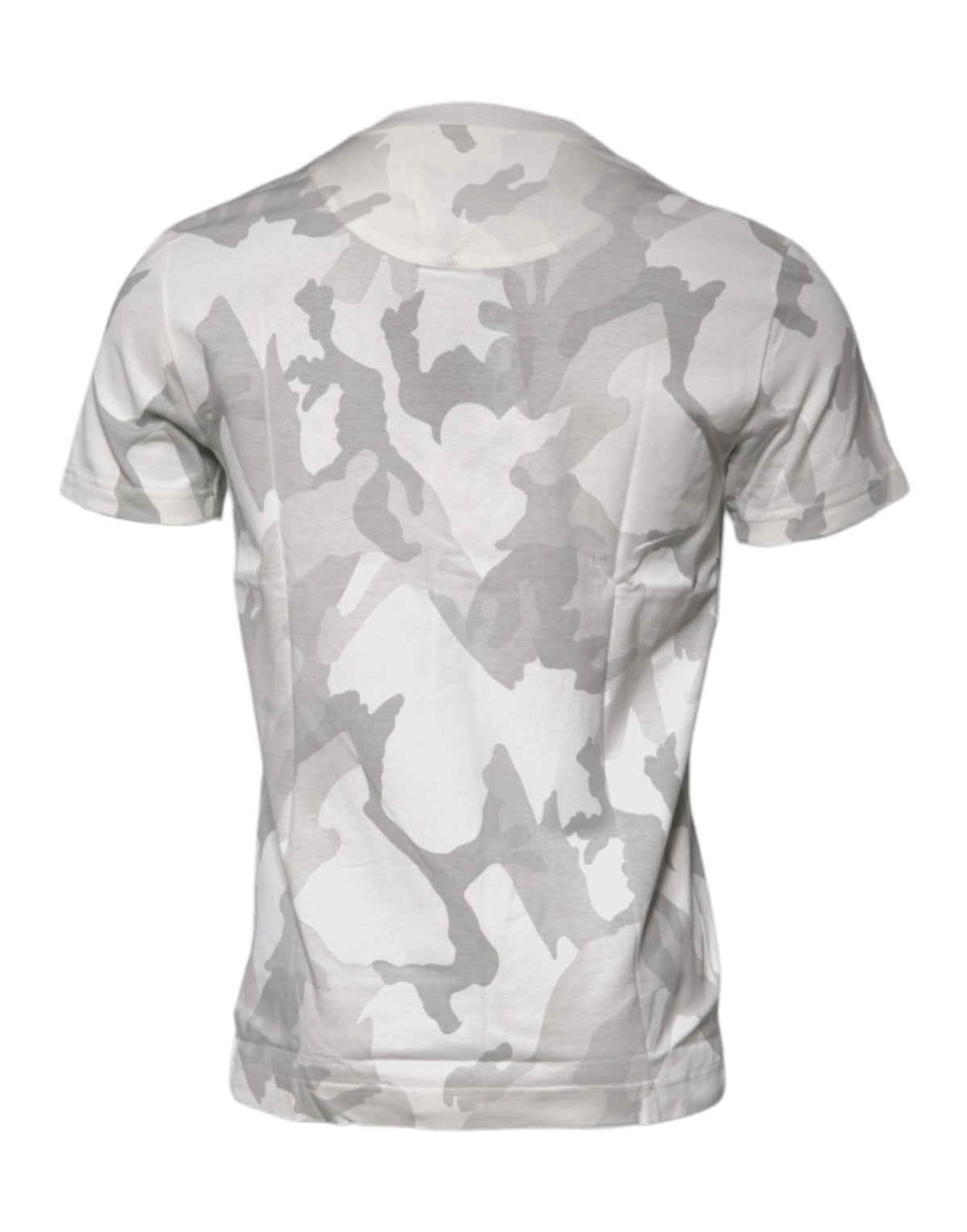 Dolce & Gabbana White Gray Camouflage Cotton Crew Neck T-shirt - HBPS Beauty & Fashion