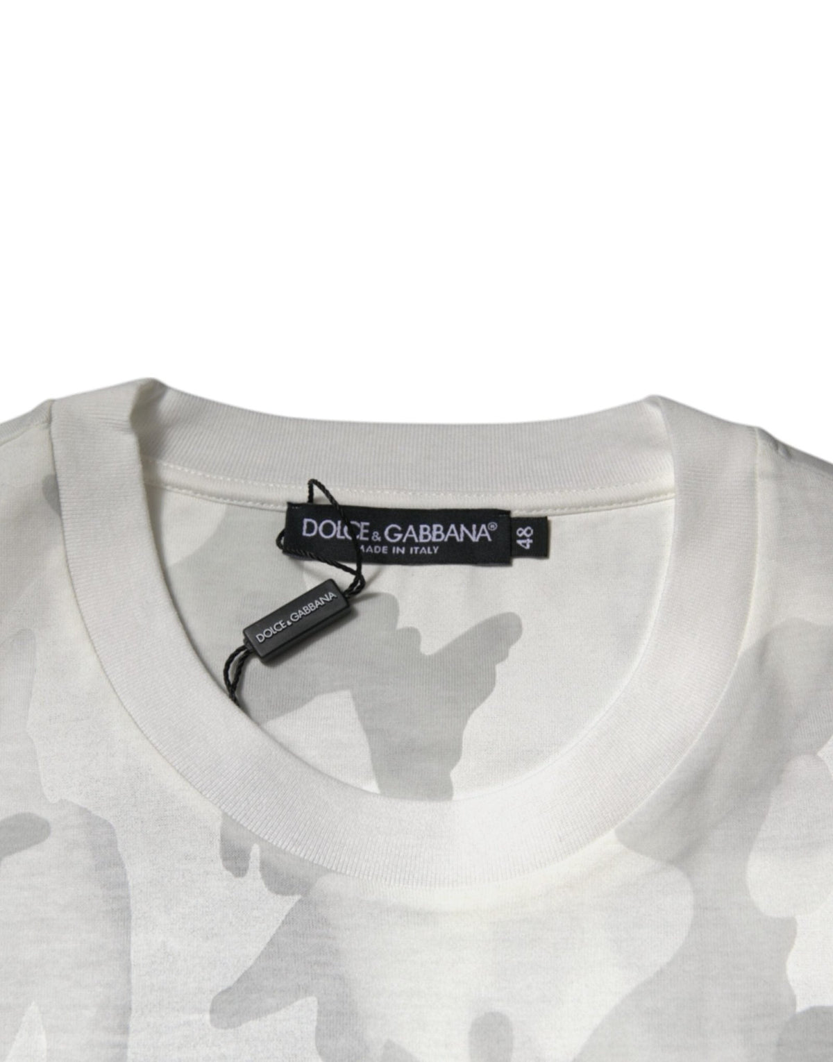 Dolce & Gabbana White Gray Camouflage Cotton Crew Neck T-shirt - HBPS Beauty & Fashion
