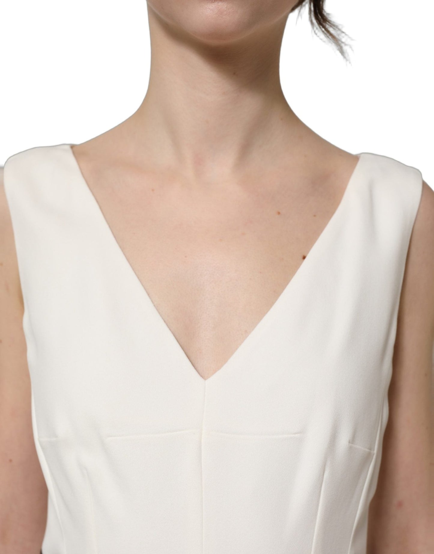 Dolce & Gabbana White Leopard Sleeveless Sheath Midi Dress - HBPS Beauty & Fashion