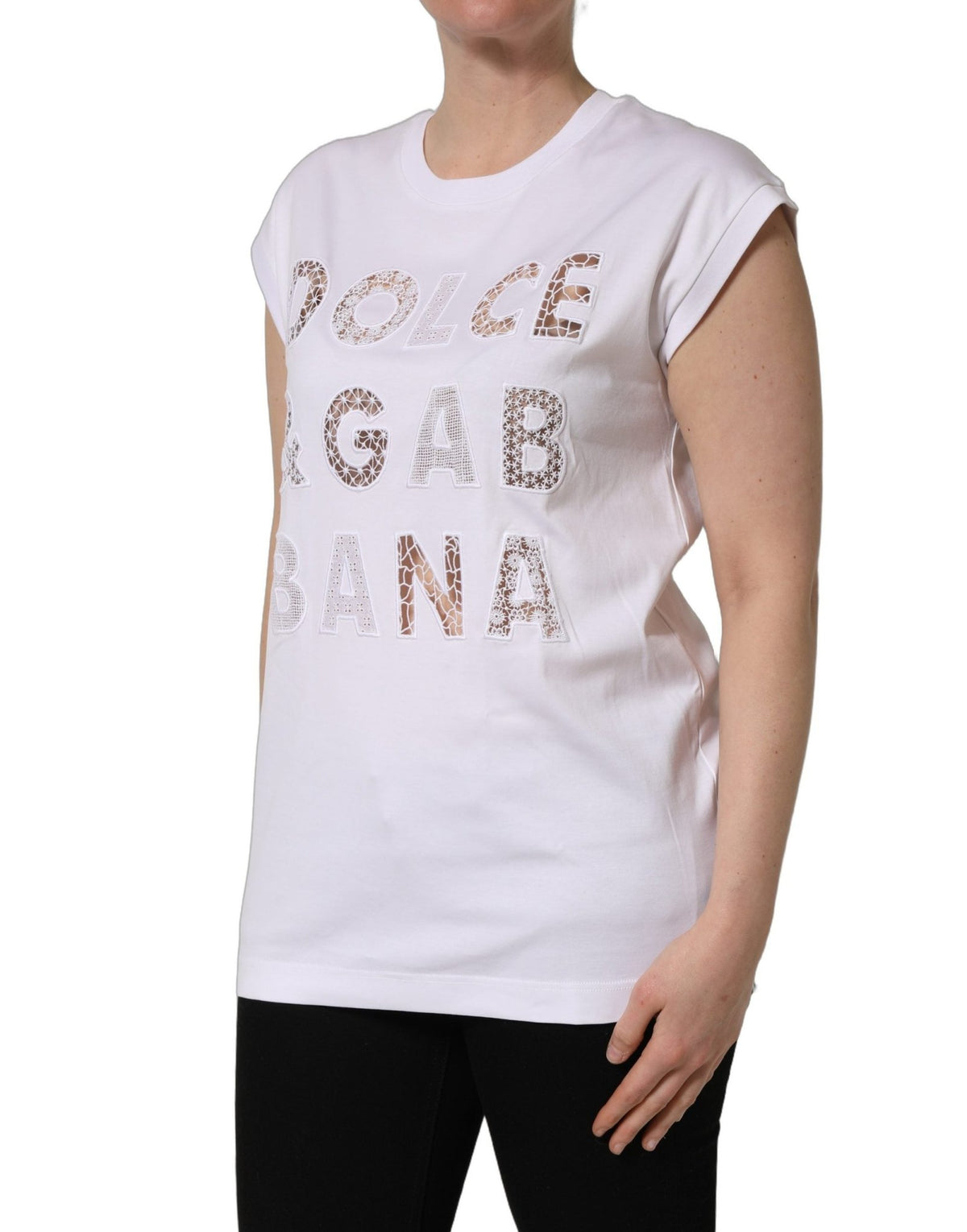Dolce & Gabbana White Logo Round Neck Sleeveless T-shirt - HBPS Beauty & Fashion