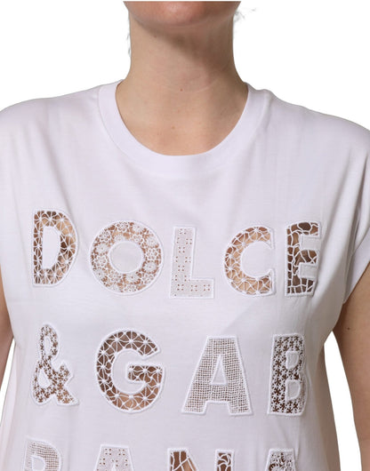 Dolce & Gabbana White Logo Round Neck Sleeveless T-shirt - HBPS Beauty & Fashion