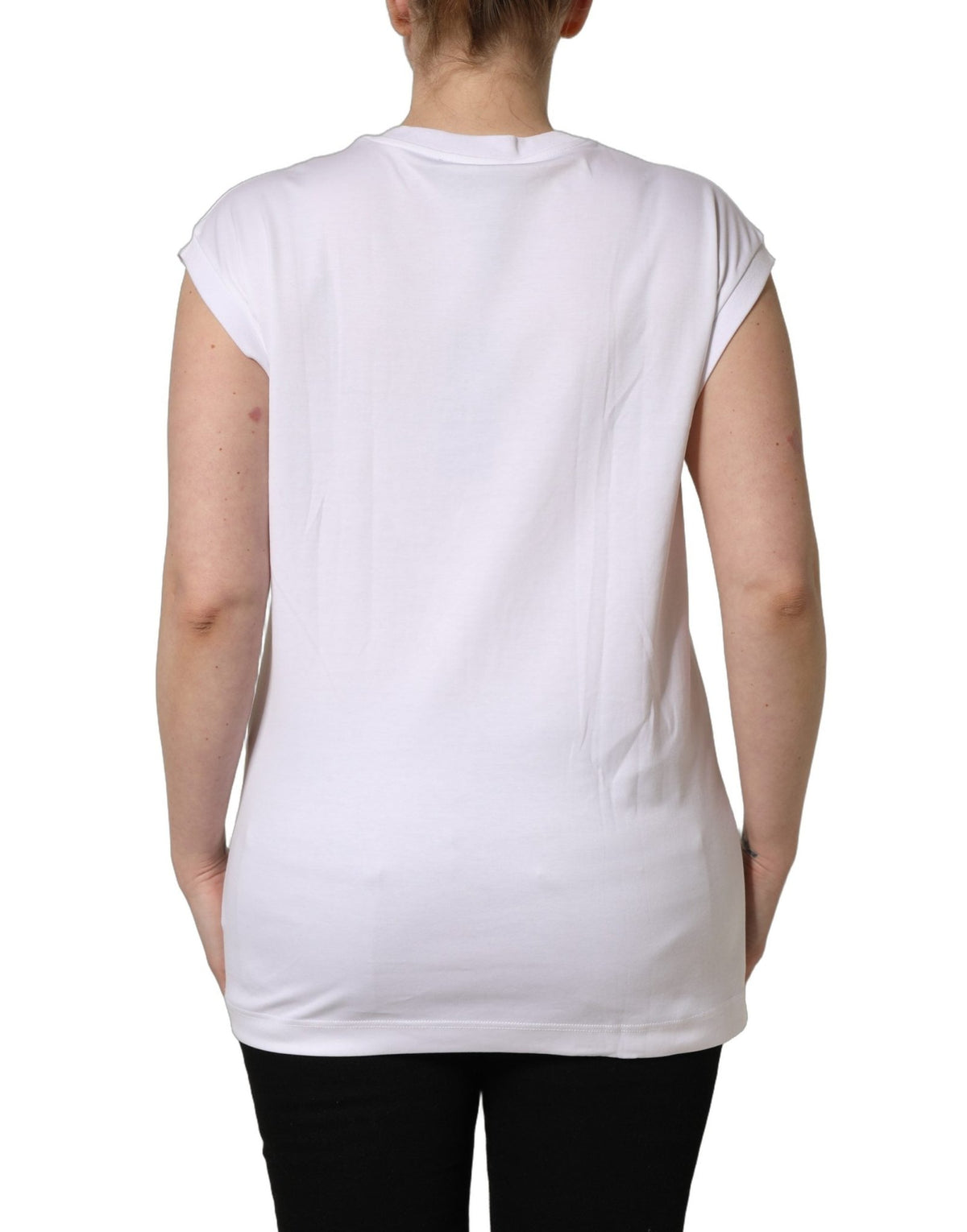 Dolce & Gabbana White Logo Round Neck Sleeveless T-shirt - HBPS Beauty & Fashion