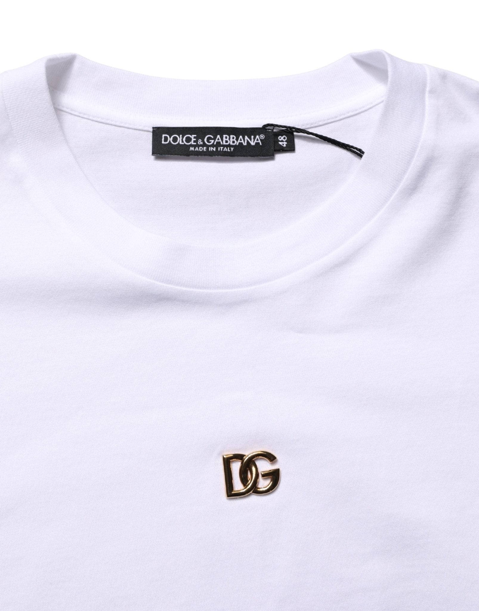 Dolce & Gabbana White Metal DG Logo Cotton Short Sleeves T-shirt - HBPS Beauty & Fashion