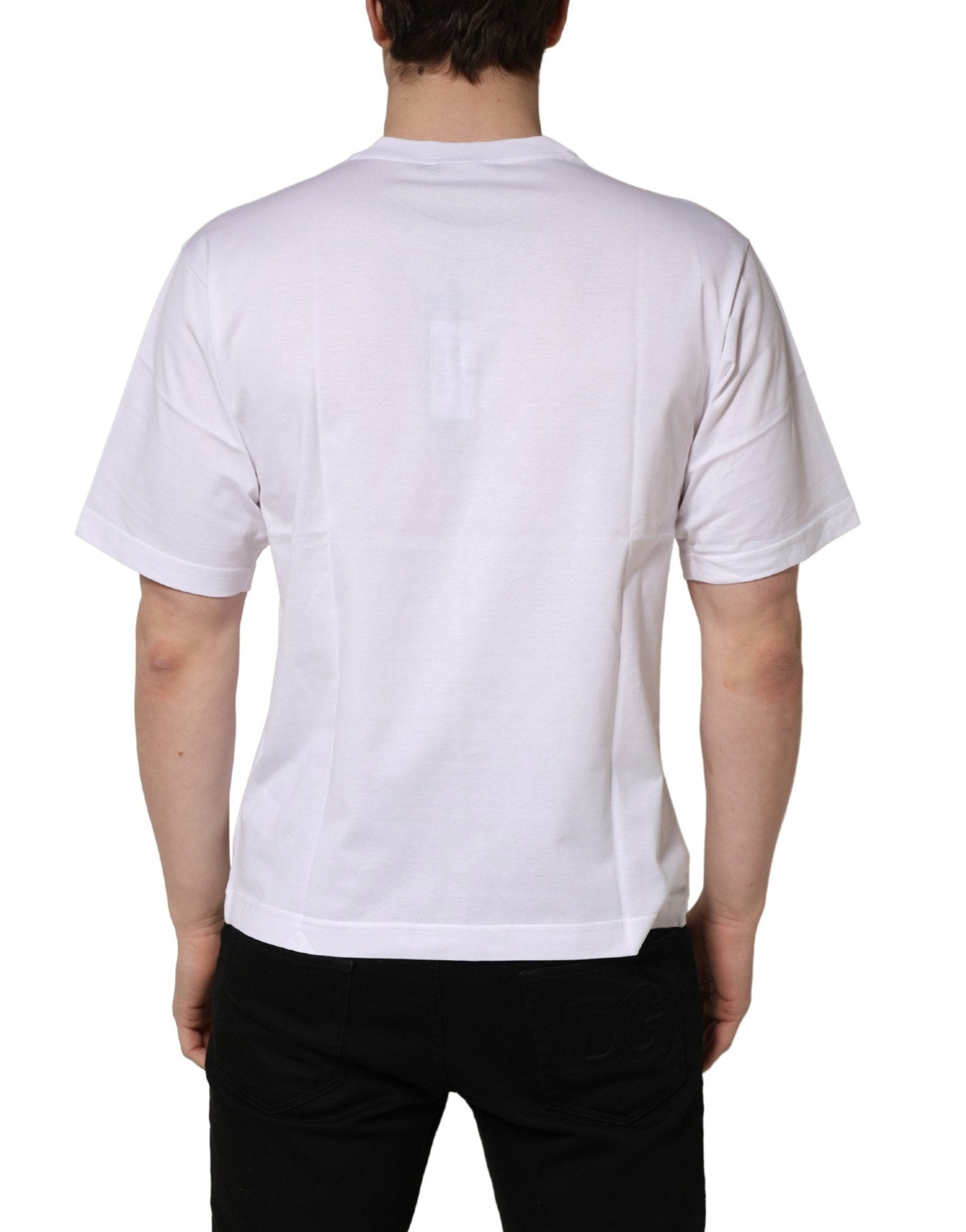 Dolce & Gabbana White Metal DG Logo Cotton Short Sleeves T-shirt - HBPS Beauty & Fashion
