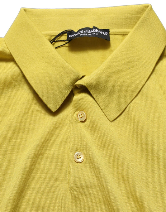 Dolce & Gabbana Yellow Cashmere Short Sleeves Polo T-shirt - HBPS Beauty & Fashion