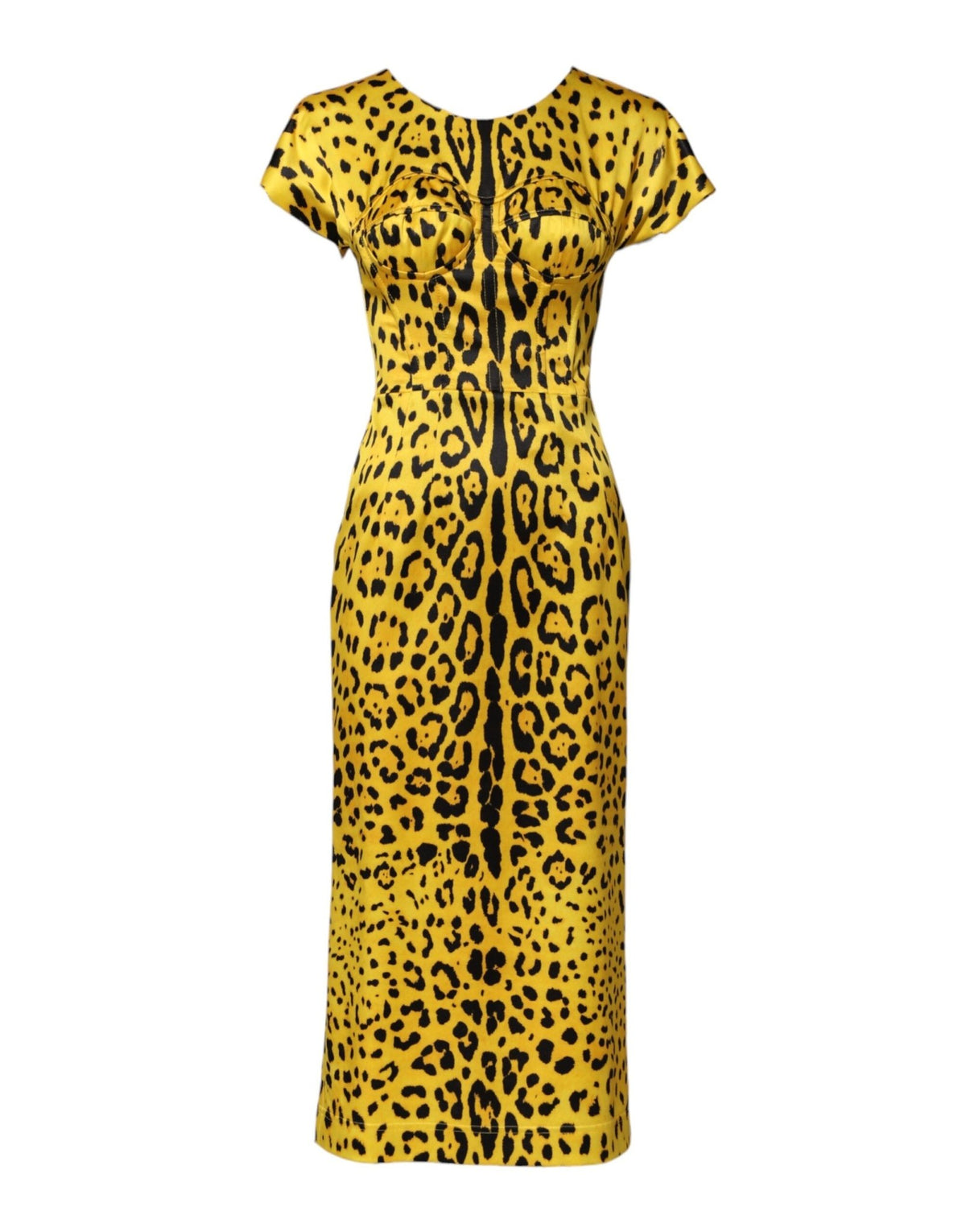 Dolce & Gabbana Yellow Polyester Leopard Midi Sheath Dress - HBPS Beauty & Fashion