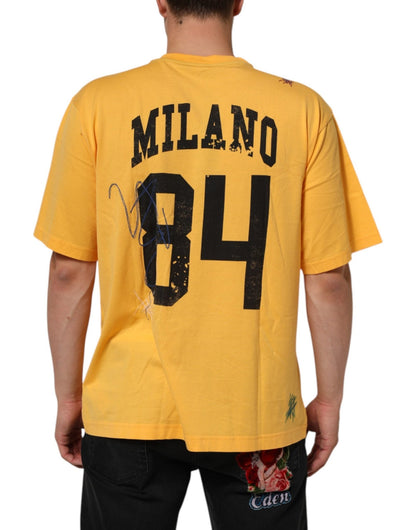 Dolce & Gabbana Yellow Secret Graden Floral Cotton CrewNeck T-shirt - HBPS Beauty & Fashion