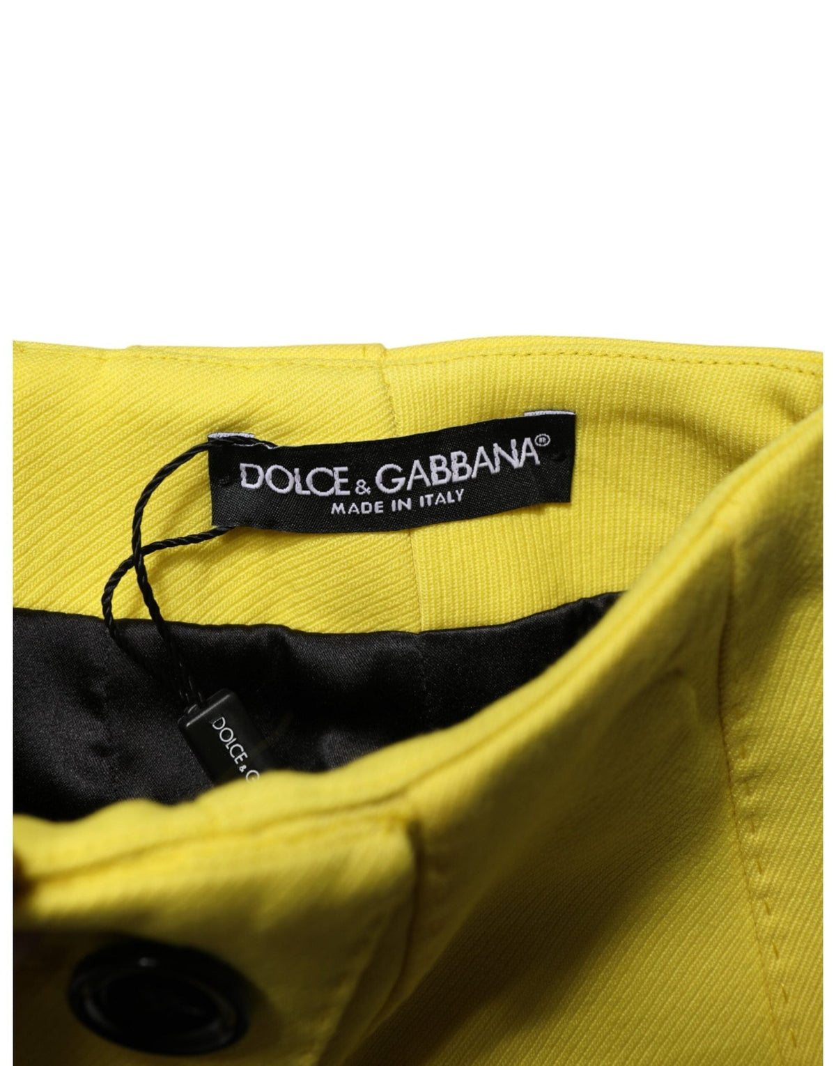Dolce & Gabbana Yellow Wool Buttoned High Waist Mini Skirt - HBPS Beauty & Fashion