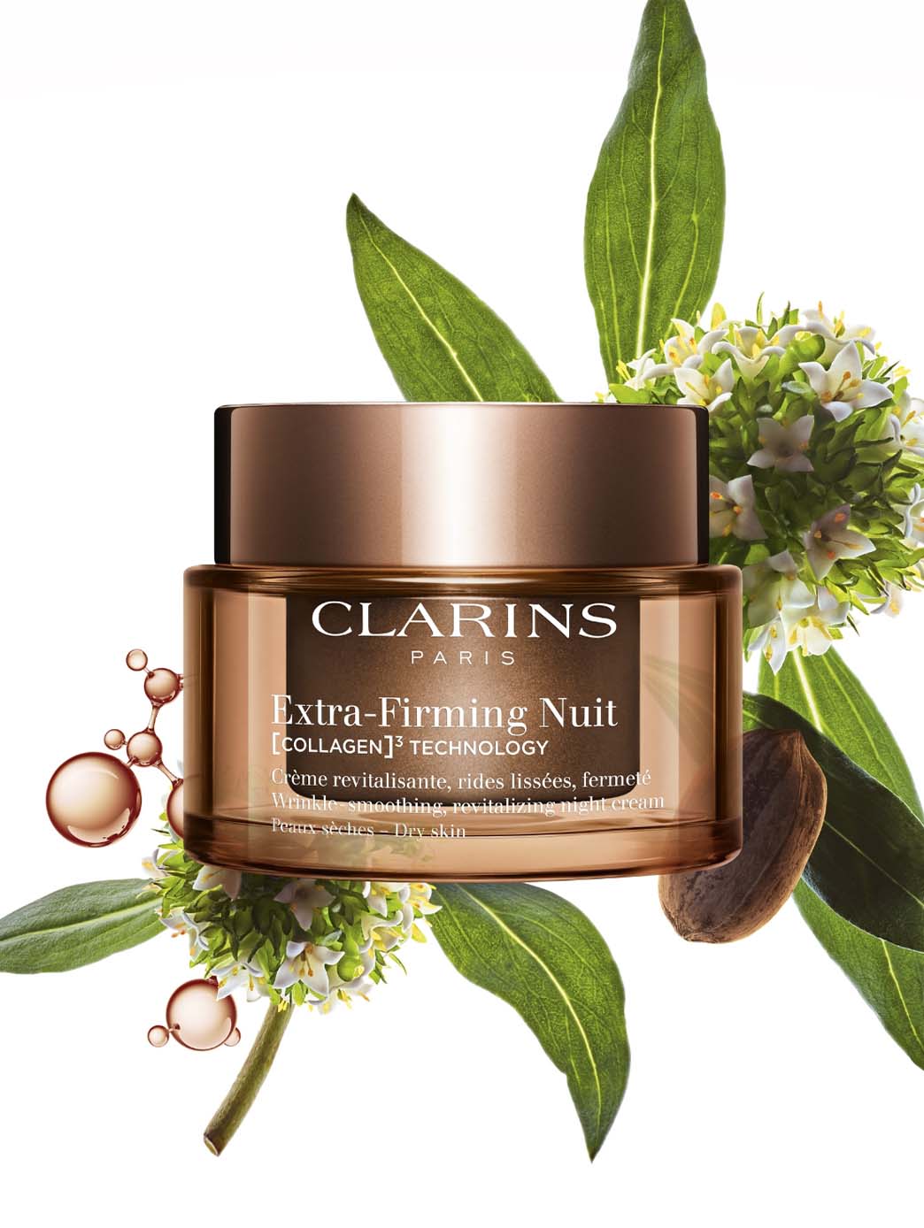 Clarins – Extra-Firming Crème de Nuit Raffermissante Peaux Sèches 50ml | Technologie [COLLAGÈNE]³