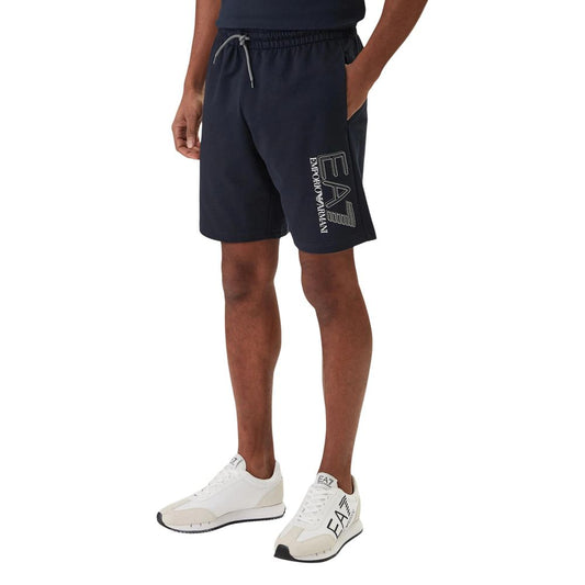 EA7 Emporio Armani Blue Cotton Bermuda Shorts - HBPS Beauty & Fashion