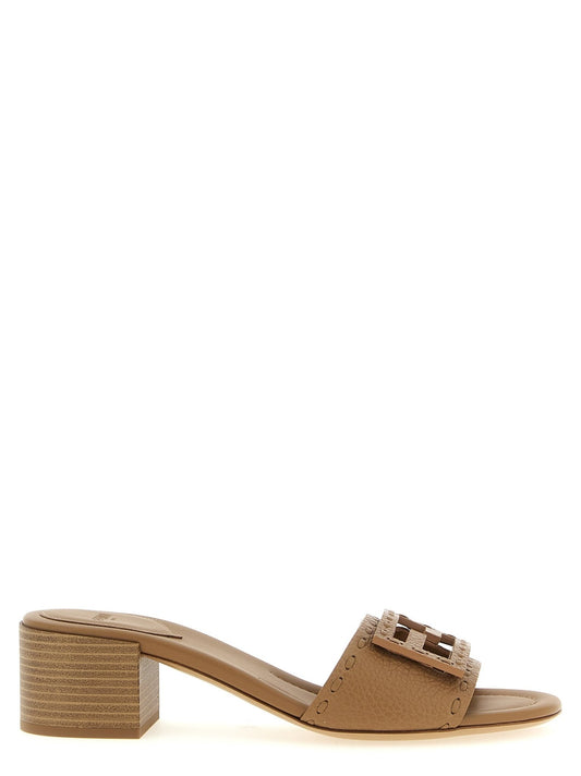 Fendi Beige Calfskin Flat Sandals - HBPS Beauty & Fashion