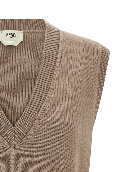 Fendi Beige Cashmere Sleeveless Jacket - HBPS Beauty & Fashion