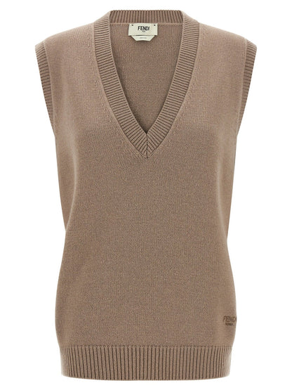 Fendi Beige Cashmere Sleeveless Jacket - HBPS Beauty & Fashion