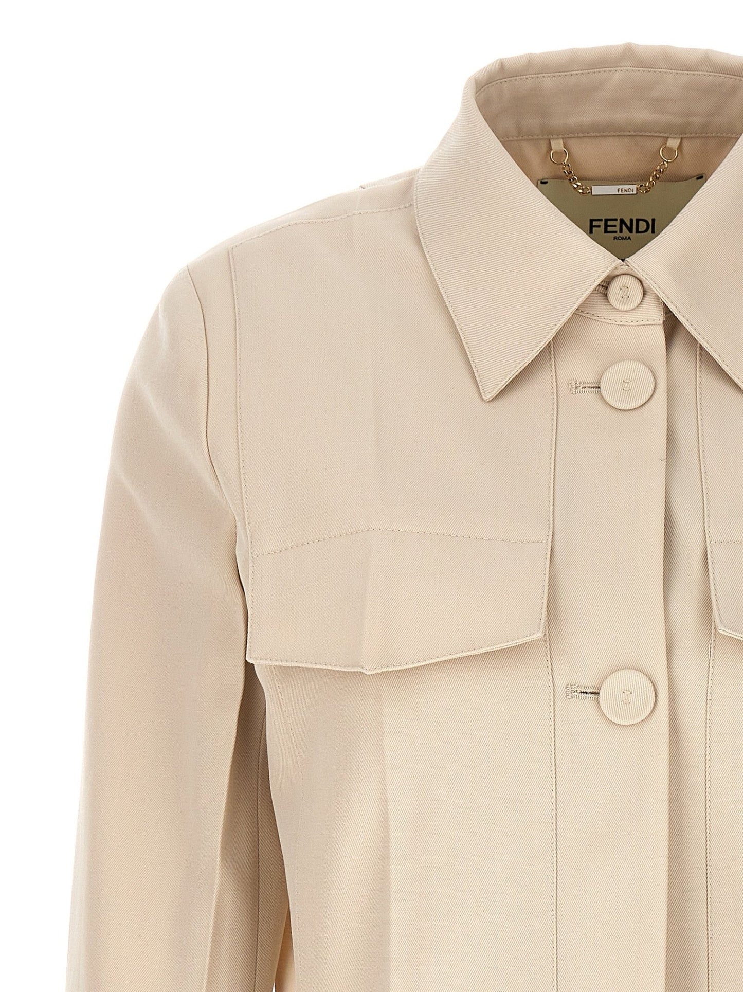 Fendi Beige Wool Full-Length Jacket - HBPS Beauty & Fashion