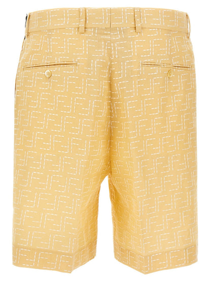 Fendi Bicolor Linen Bermuda Shorts - HBPS Beauty & Fashion