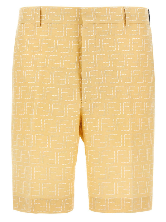 Fendi Bicolor Linen Bermuda Shorts - HBPS Beauty & Fashion
