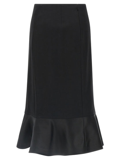 Fendi Black Virgin Wool Midi Skirt - HBPS Beauty & Fashion