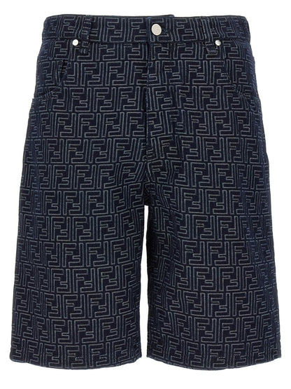 Fendi Blue Cotton Bermuda Shorts - HBPS Beauty & Fashion