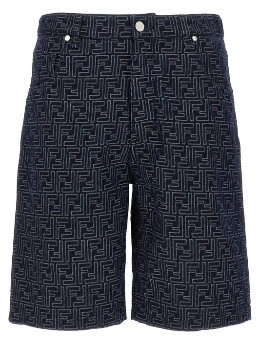 Fendi Blue Cotton Bermuda Shorts - HBPS Beauty & Fashion