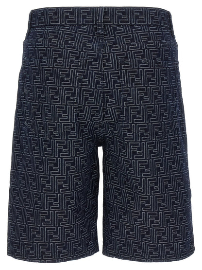 Fendi Blue Cotton Bermuda Shorts - HBPS Beauty & Fashion