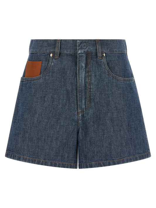 Fendi Blue Cotton Bermuda Shorts - HBPS Beauty & Fashion