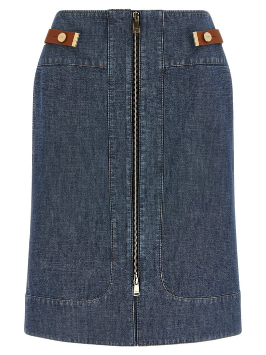 Fendi Blue Cotton Midi Skirt - HBPS Beauty & Fashion