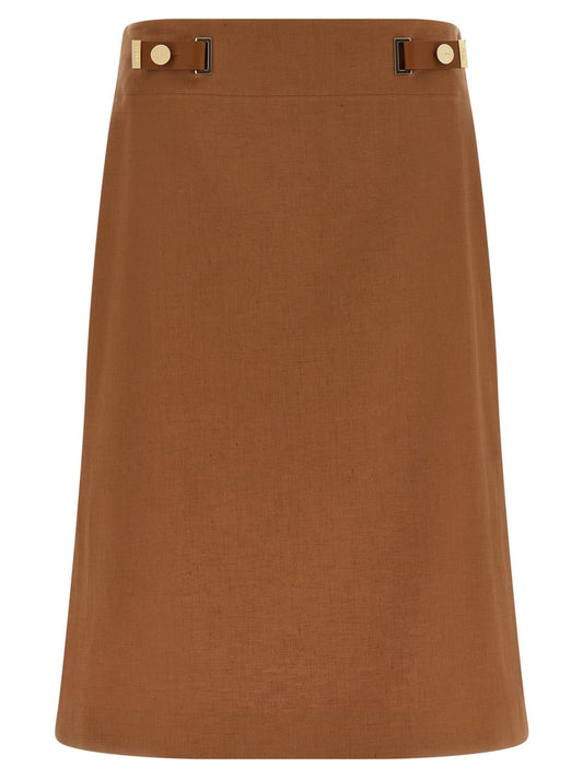 Fendi Brown Linen Midi Skirt - HBPS Beauty & Fashion