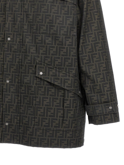 Fendi Brown Polyester Full-Length Jacket - HBPS Beauty & Fashion