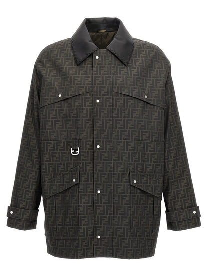 Fendi Brown Polyester Full-Length Jacket - HBPS Beauty & Fashion