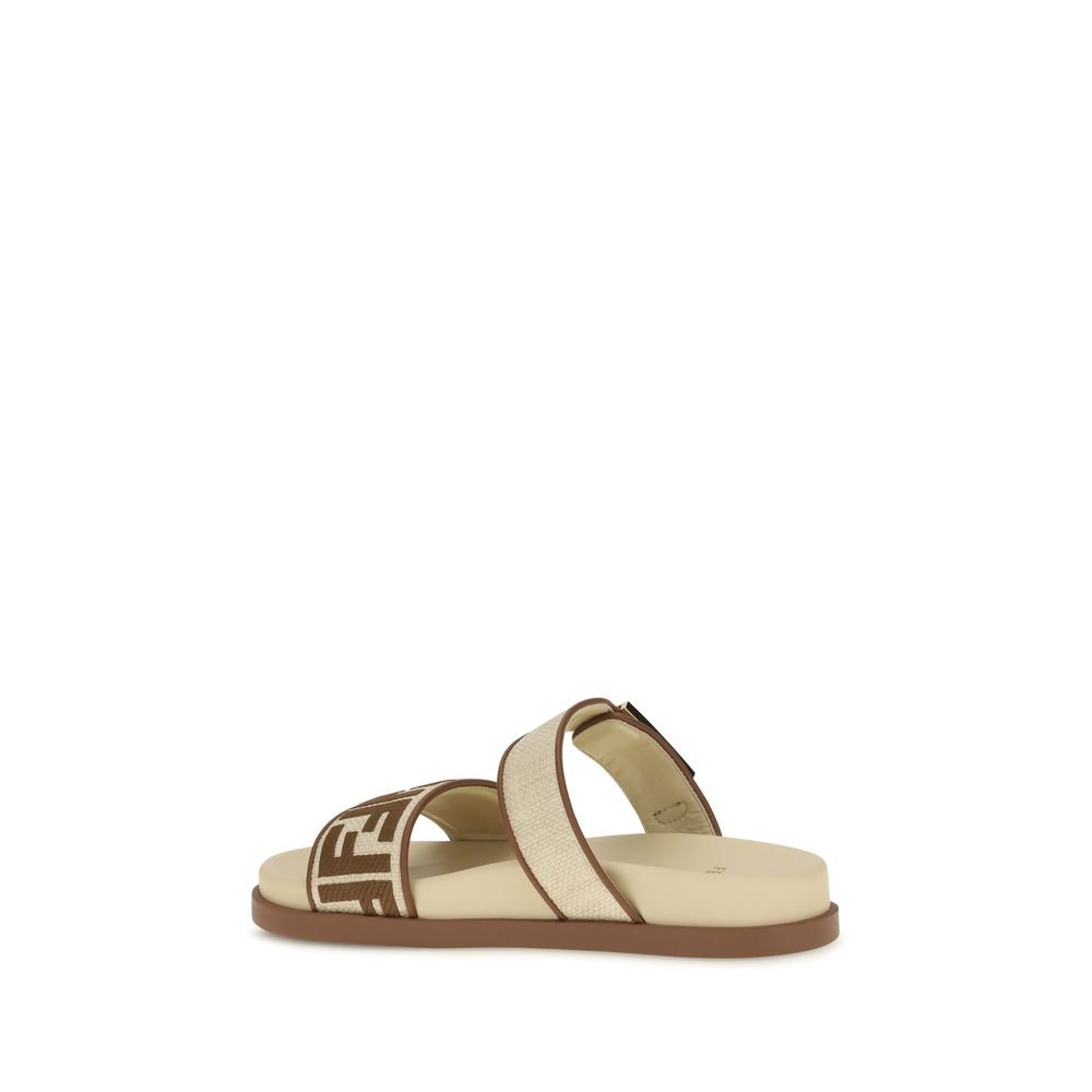Fendi Brown Raffia Flat Sandals - HBPS Beauty & Fashion