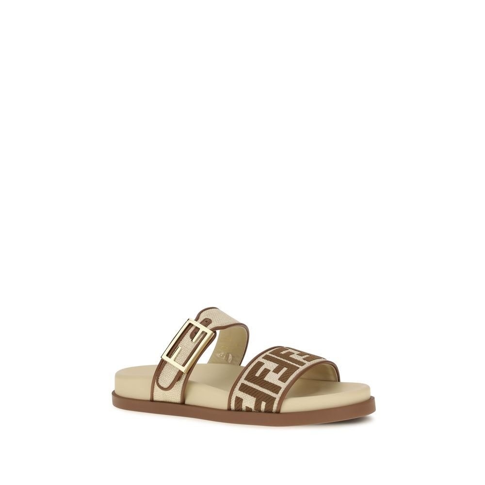 Fendi Brown Raffia Flat Sandals - HBPS Beauty & Fashion