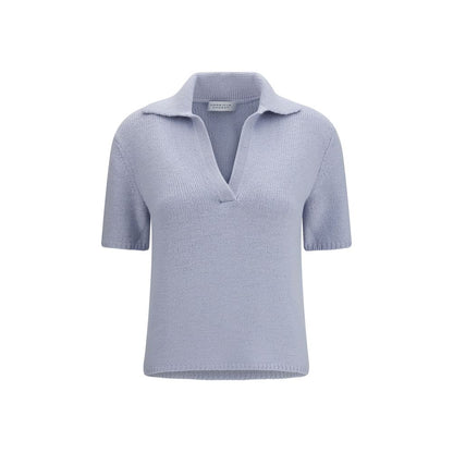 Gabriela Hearst Blue Cashmere Polo Shirt - HBPS Beauty & Fashion