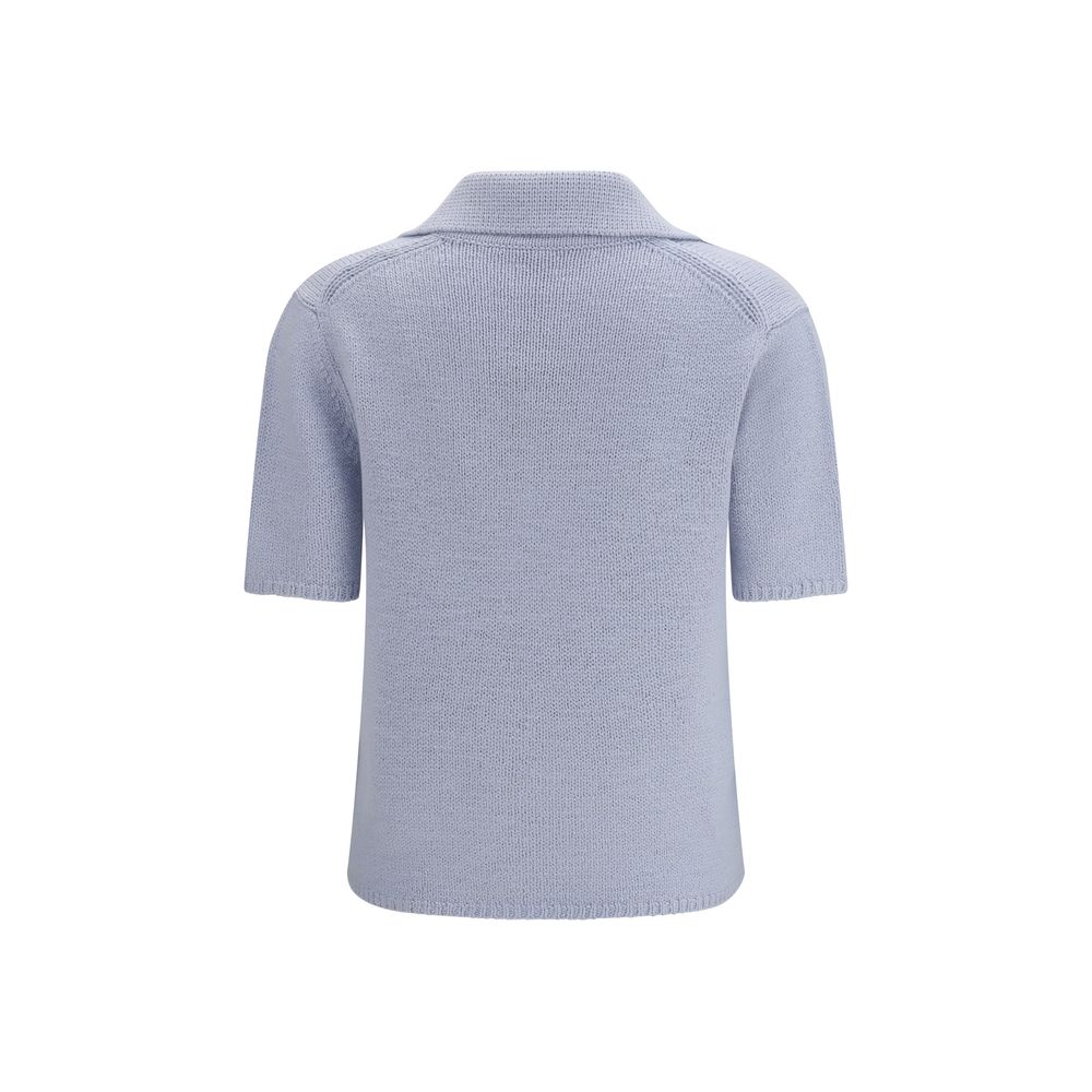 Gabriela Hearst Blue Cashmere Polo Shirt - HBPS Beauty & Fashion