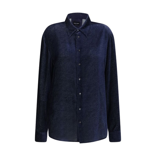 Giorgio Armani Blue Silk Dress Shirt - HBPS Beauty & Fashion