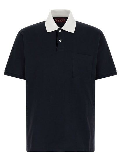 Gucci Blue Cotton Polo Shirt - HBPS Beauty & Fashion