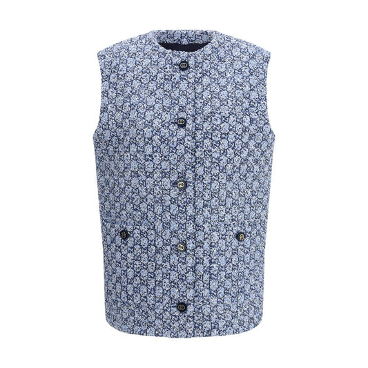 Gucci Blue Cotton Sleeveless Jacket - HBPS Beauty & Fashion