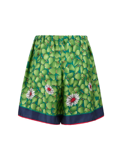 Gucci Green Flower Printed Silk Shorts - HBPS Beauty & Fashion