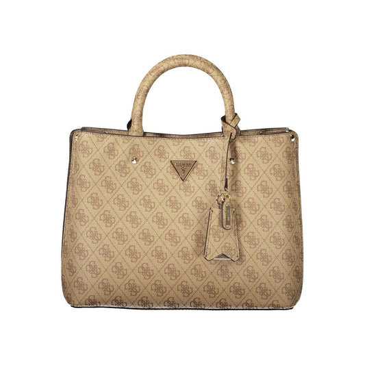 Guess Jeans Beige Leather Women's Bag with Handles and Shoulder Strap - HBPS Beauty & Fashion
