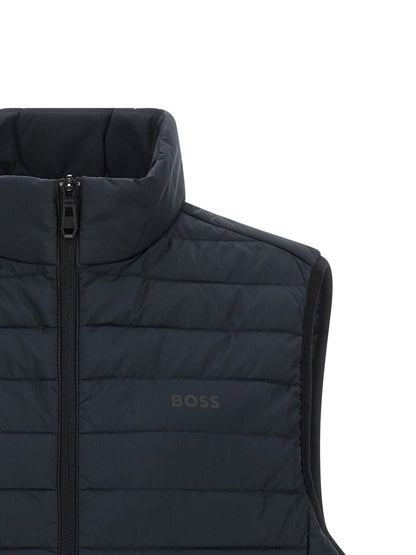 Hugo Boss Blue Polyester Sleeveless Jacket - HBPS Beauty & Fashion