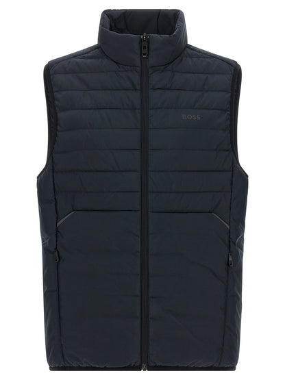 Hugo Boss Blue Polyester Sleeveless Jacket - HBPS Beauty & Fashion