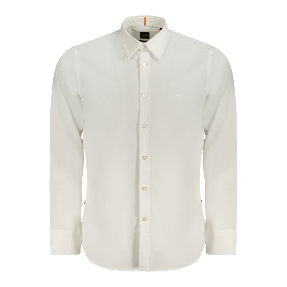 Hugo Boss White Cotton Men Shirt - HBPS Beauty & Fashion