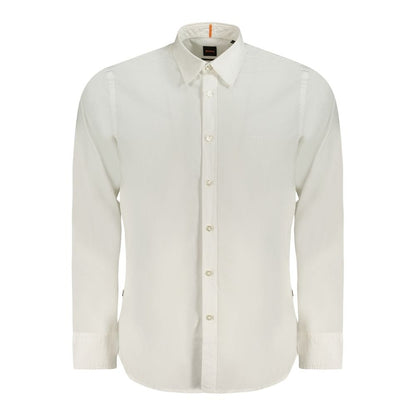 Hugo Boss White Cotton Men Shirt - HBPS Beauty & Fashion