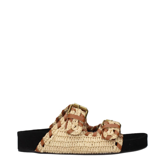 Isabel Marant Beige Raffia Slippers - HBPS Beauty & Fashion