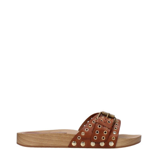Isabel Marant Brown Leather Slippers - HBPS Beauty & Fashion