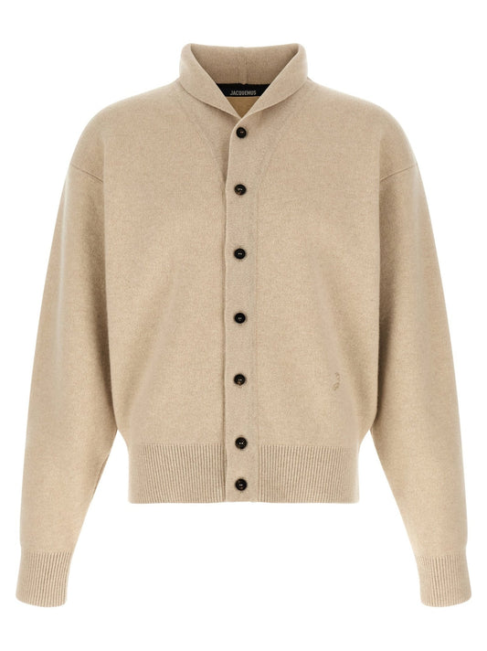 Jacquemus Beige Merino Wool Cardigan - HBPS Beauty & Fashion