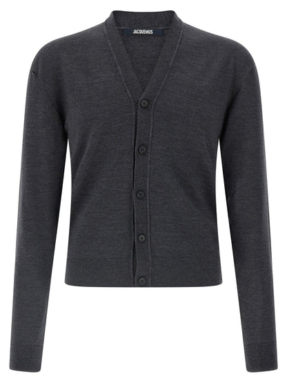 Jacquemus Gray Merino Wool Cardigan - HBPS Beauty & Fashion