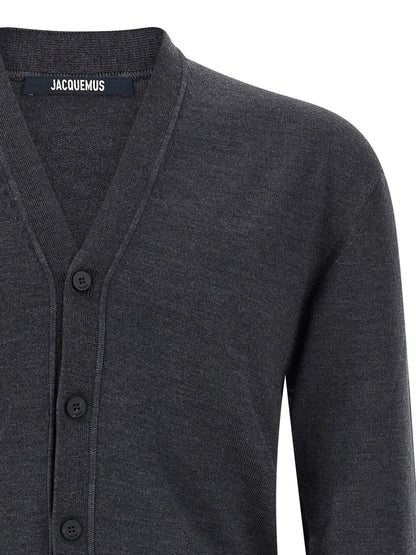 Jacquemus Gray Merino Wool Cardigan - HBPS Beauty & Fashion