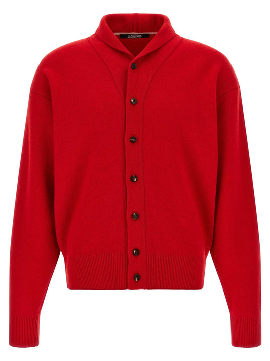 Jacquemus Red Merino Wool Cardigan - HBPS Beauty & Fashion