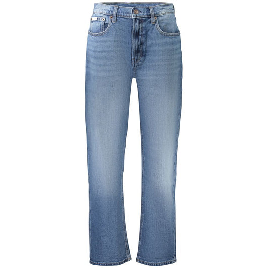 Jean Calvin Klein femme taille haute fuselé en coton bleu – CA-44919 - HBPS Beauty & Fashion